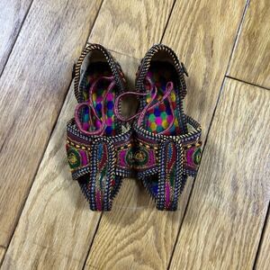 Vintage Kids Embellished Embroidered Sandals Colorful Boho Style Girls‎ Shoes